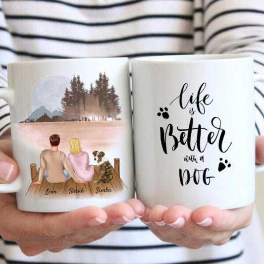 Couple on the Pier with Pet - Personalized Mug