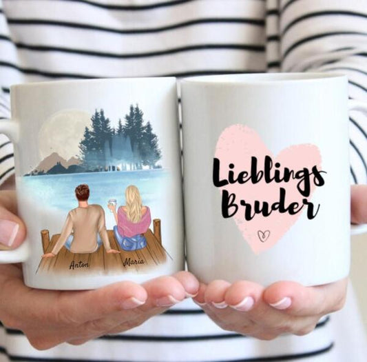 Bruder & Schwester Tasse - Personalisierte Tasse (2-3 Geschwister)