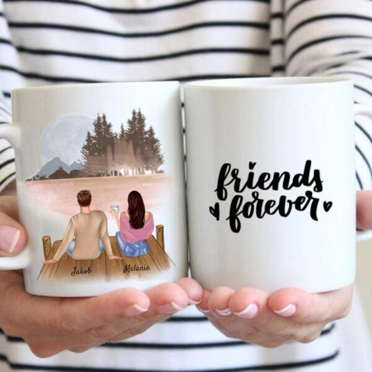 Beste Freunde Tasse (Mann & Frau) - Personalisierte Tasse (2-3 Personen)