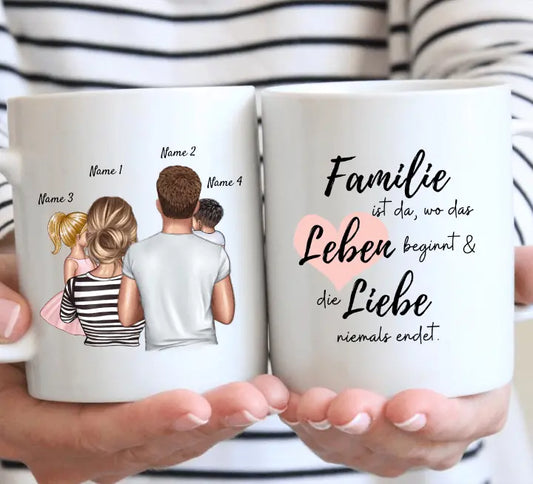 La famille est là - Mug personnalisé (parents avec enfants)