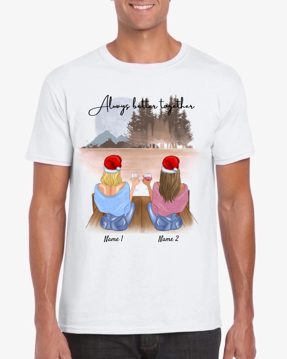 Kerstmis Vriendinnen met Drank - Gepersonaliseerd T-Shirt