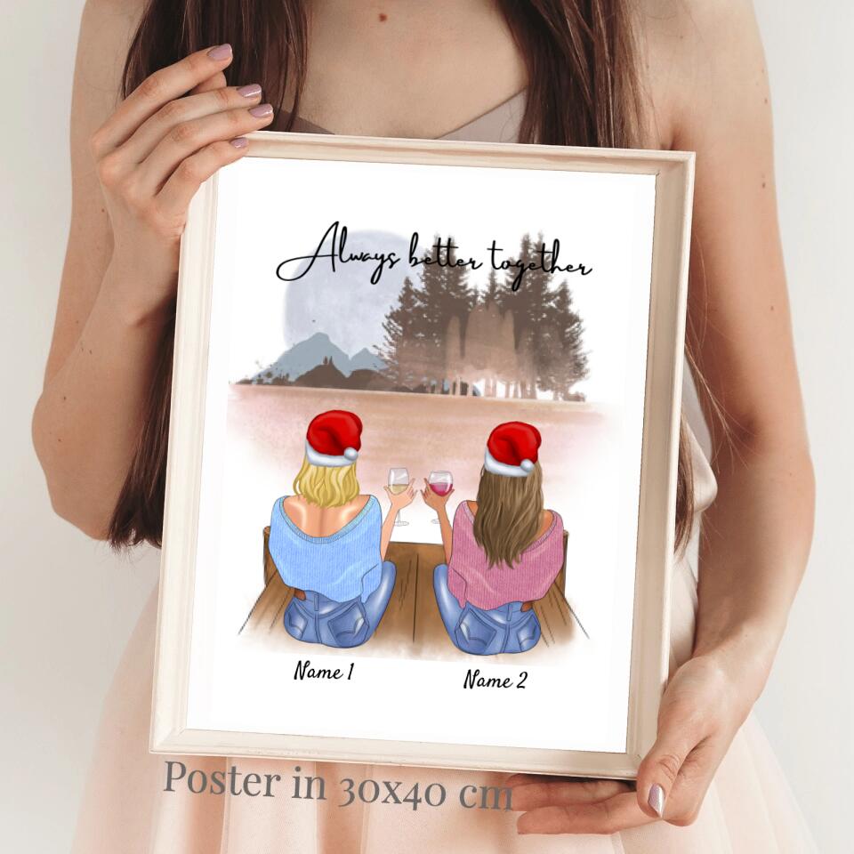 Beste vrienden met drank, kersteditie - Persoonlijke Poster