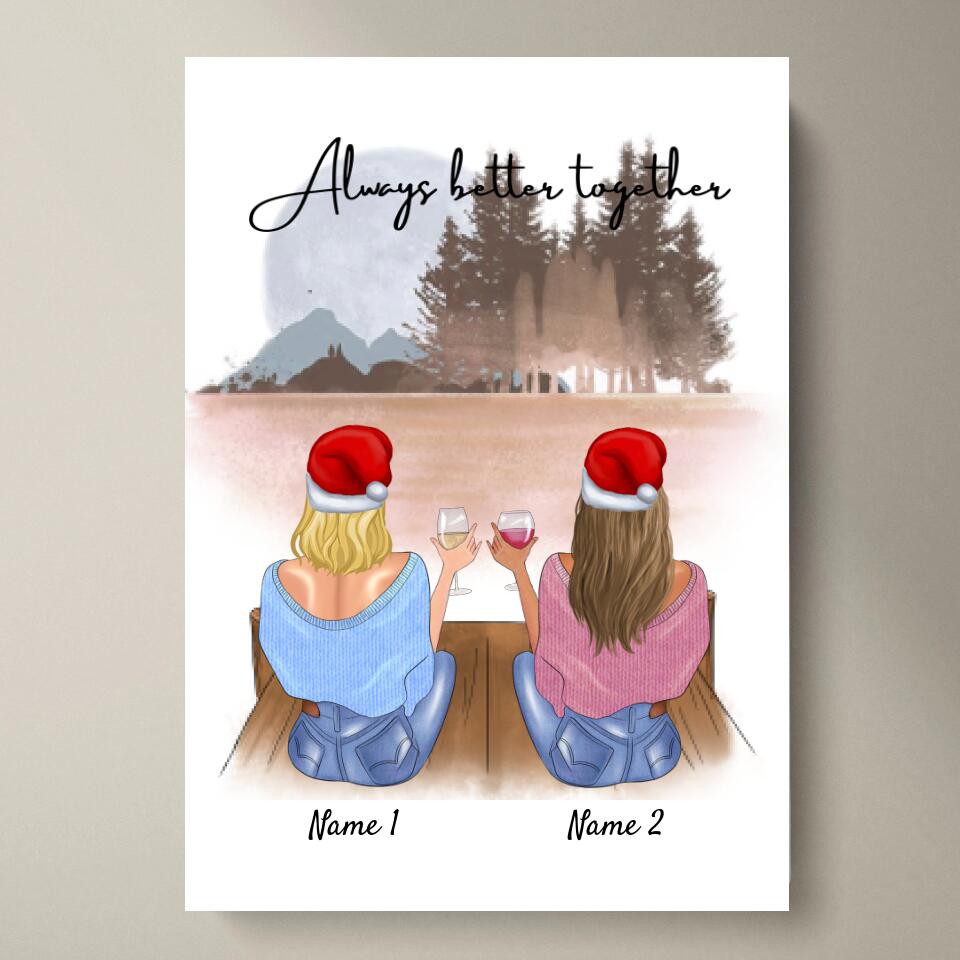 Beste vrienden met drank, kersteditie - Persoonlijke Poster