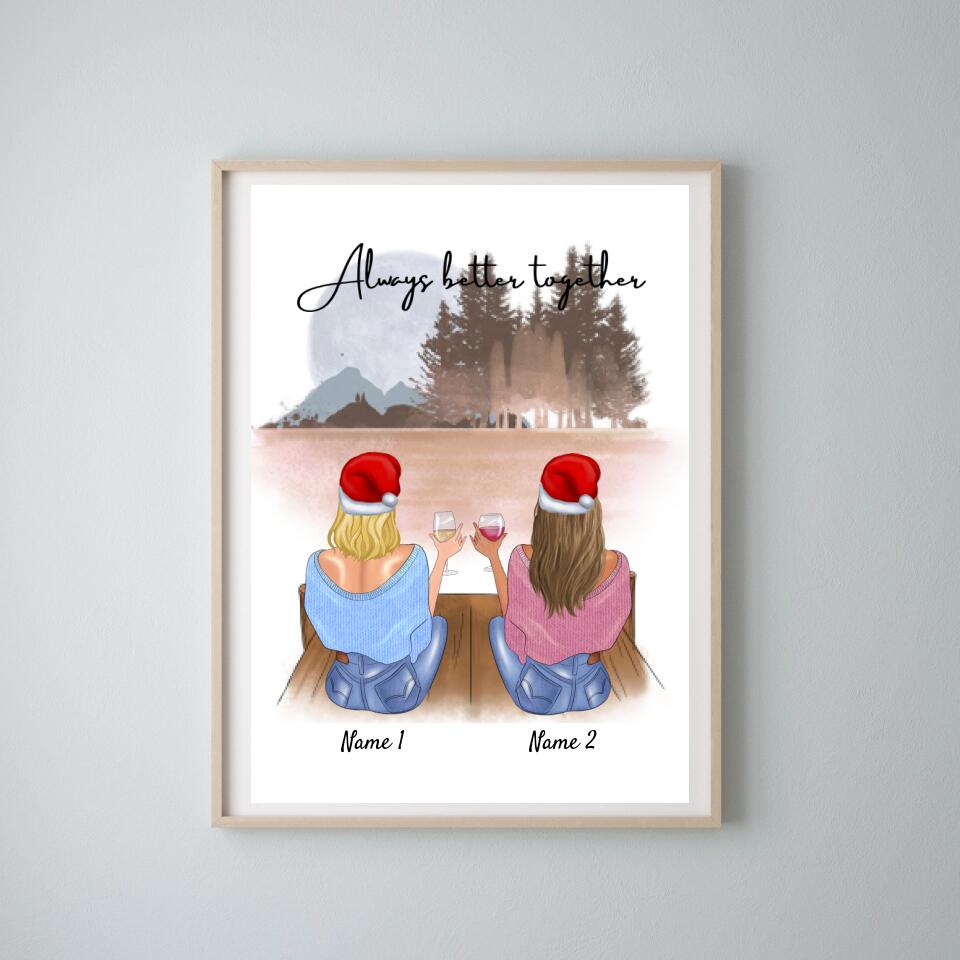 Beste vrienden met drank, kersteditie - Persoonlijke Poster