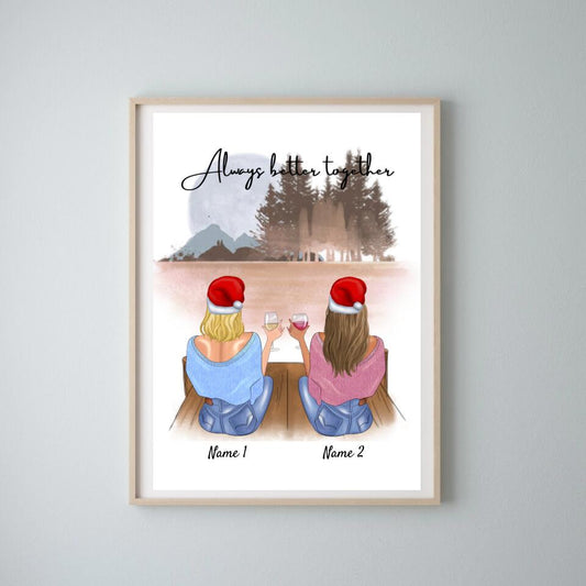 Beste vrienden met drank, kersteditie - Persoonlijke Poster