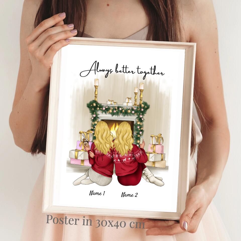 Vriendinnen met Kerstmis - Persoonlijke Poster