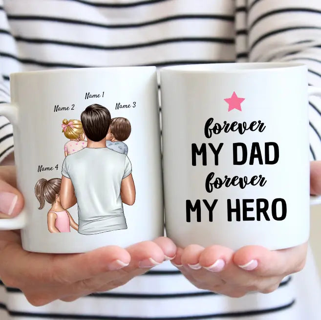 Meilleur papa avec des enfants - Mug personnalisé (1-4 enfants)