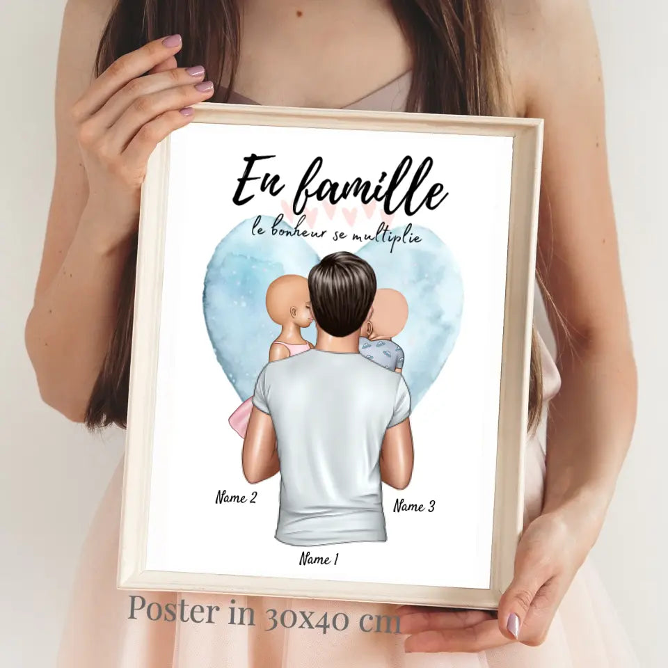 Best Dad, Meilleur papa avec des enfants - Poster Personnalisé (1 of 4 kinderen)