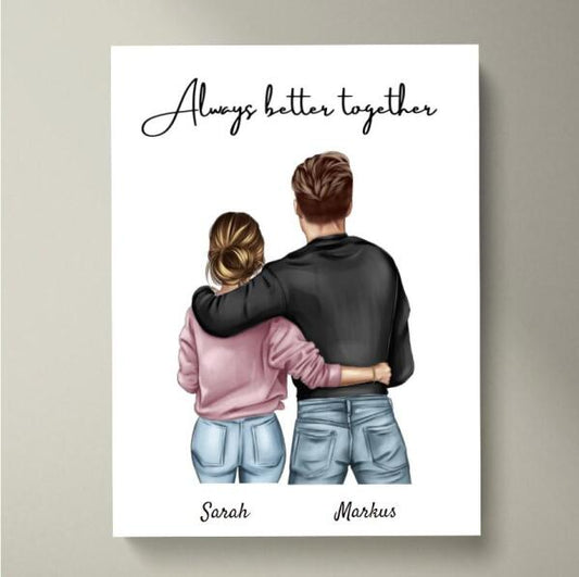 Best Couple - Canvas met naam (Vrouw met Man)