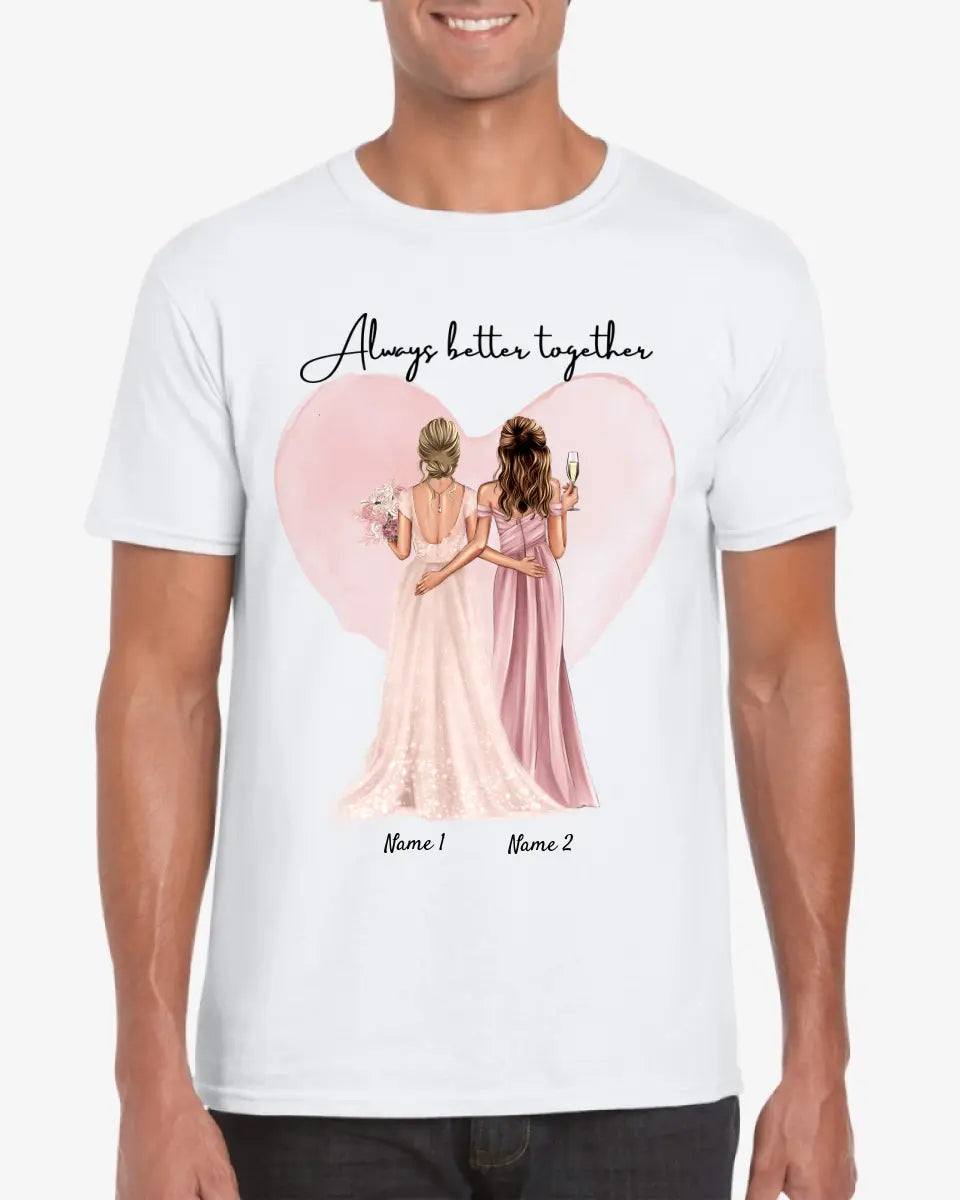 Mariée et demoiselle d'honneur - T-shirt personnalisé (100% coton, unisexe)