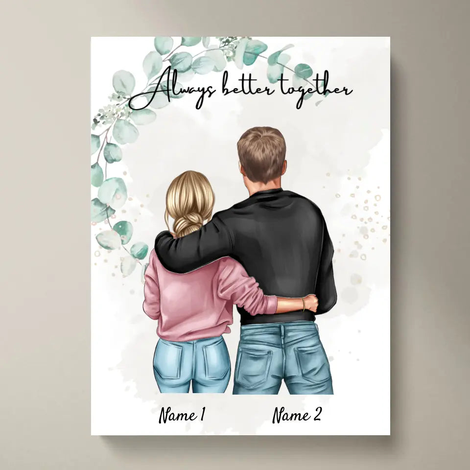 Meilleur couple - Toile personnalisée (femme avec homme)