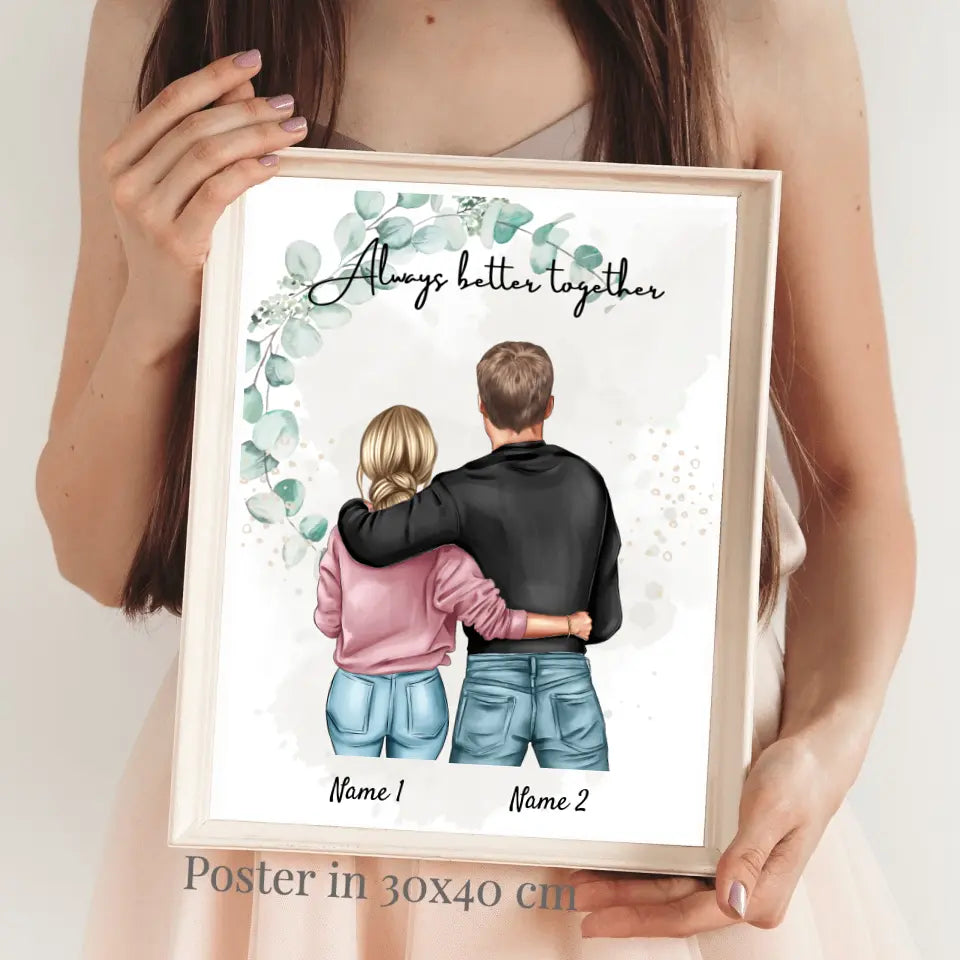 Meilleur couple - Toile personnalisée (femme avec homme)