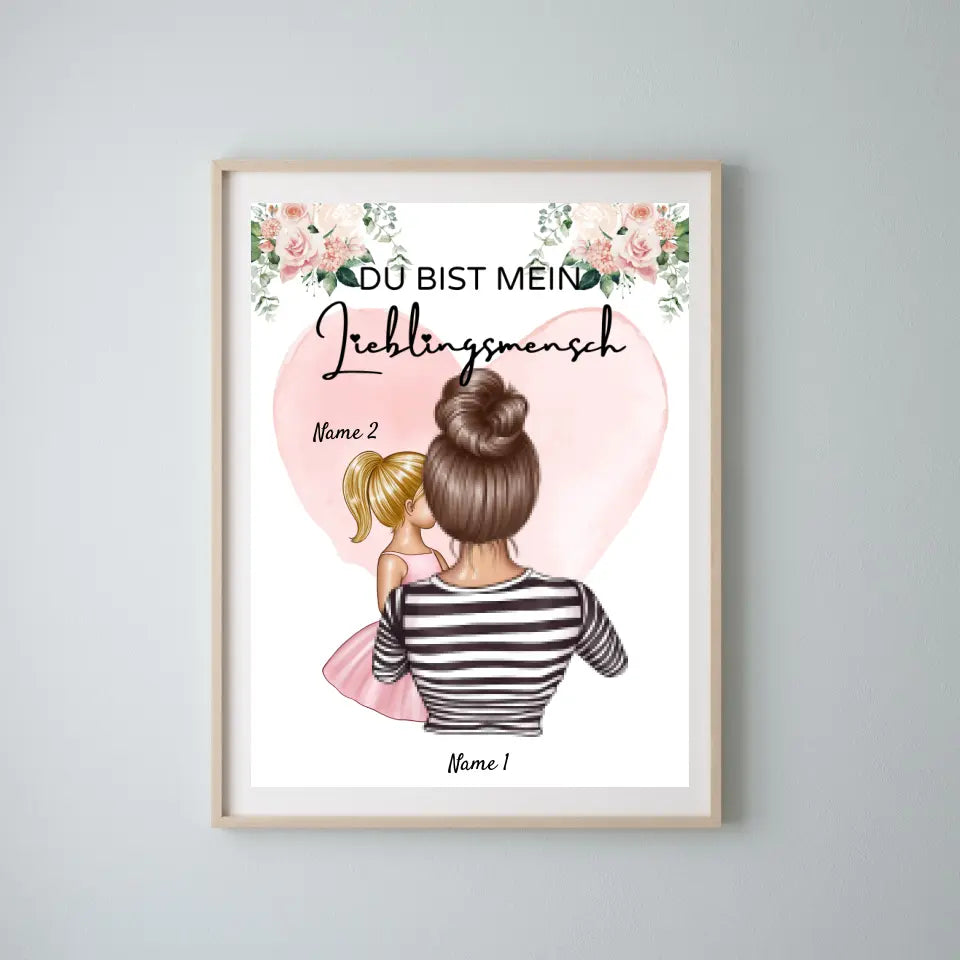 Maman, ma préférée - Poster personnalisé (maman de 1 à 4 enfants)