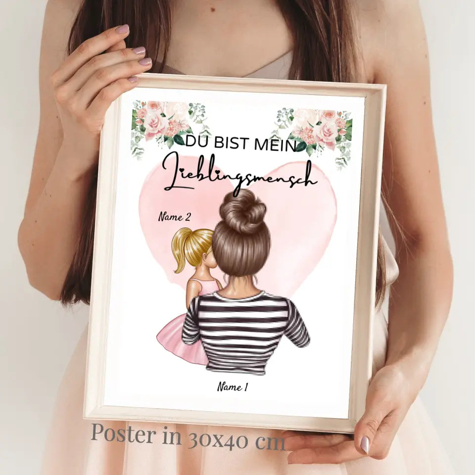 Maman, ma préférée - Poster personnalisé (maman de 1 à 4 enfants)