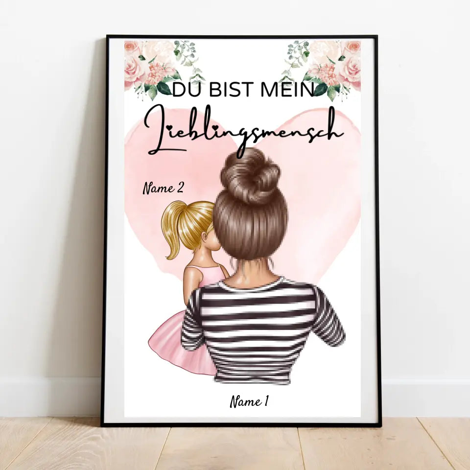 Maman, ma préférée - Poster personnalisé (maman de 1 à 4 enfants)