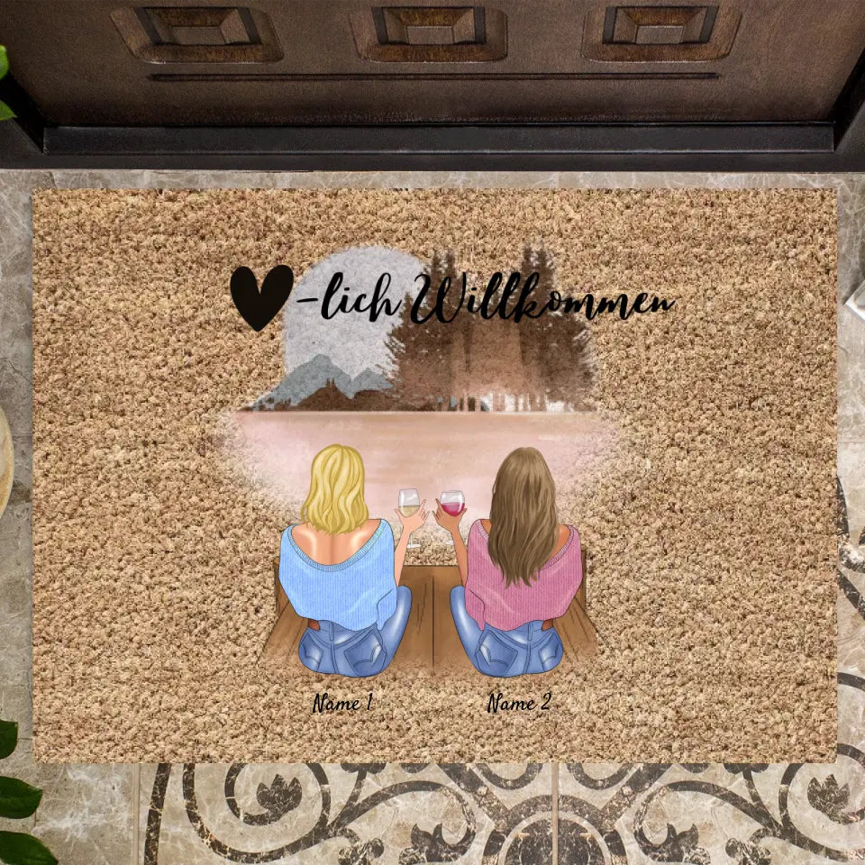 Meilleures amies/ sœurs - Paillasson personnalisé pour l'intérieur & l'extérieur (2-4 personnes)