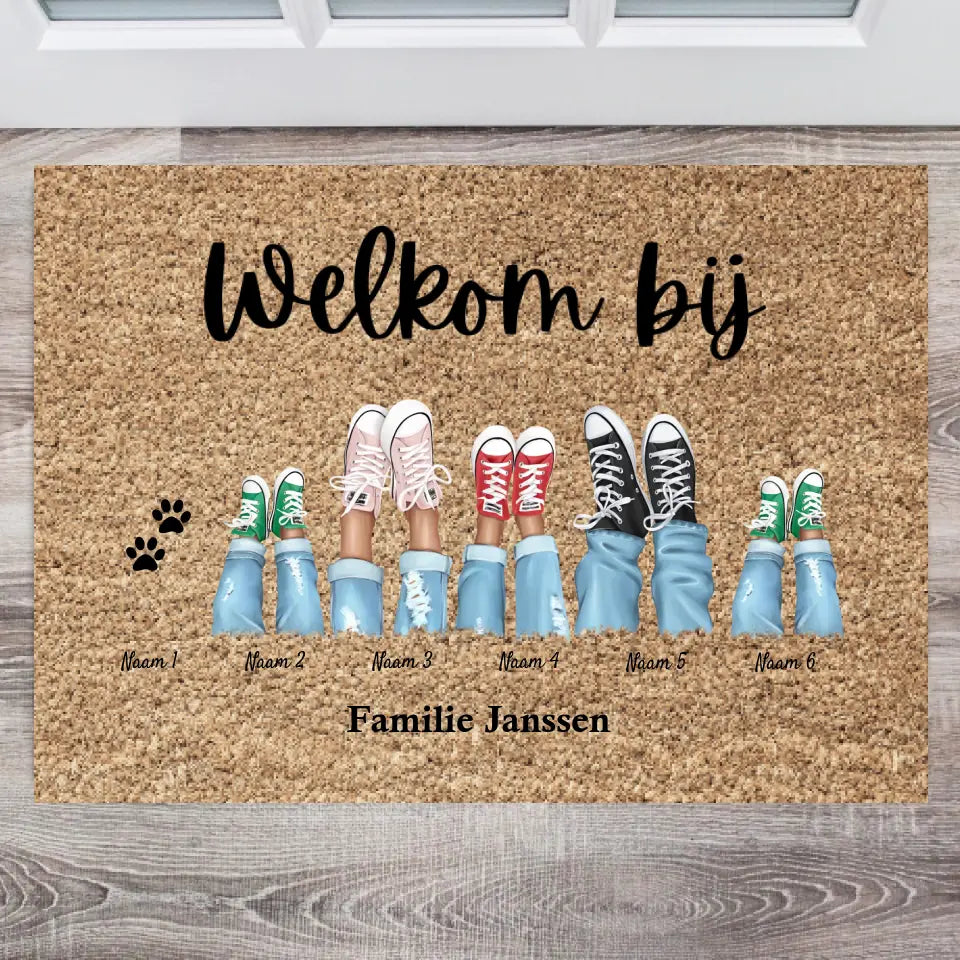 Welkom bij onze familie - Persoonlijke familie deurmat – Uniheart
