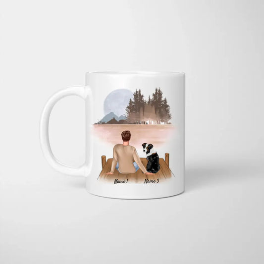 Herrchen mit Haustier - Personalisierte Tasse (Mann mit Hund oder Katze)