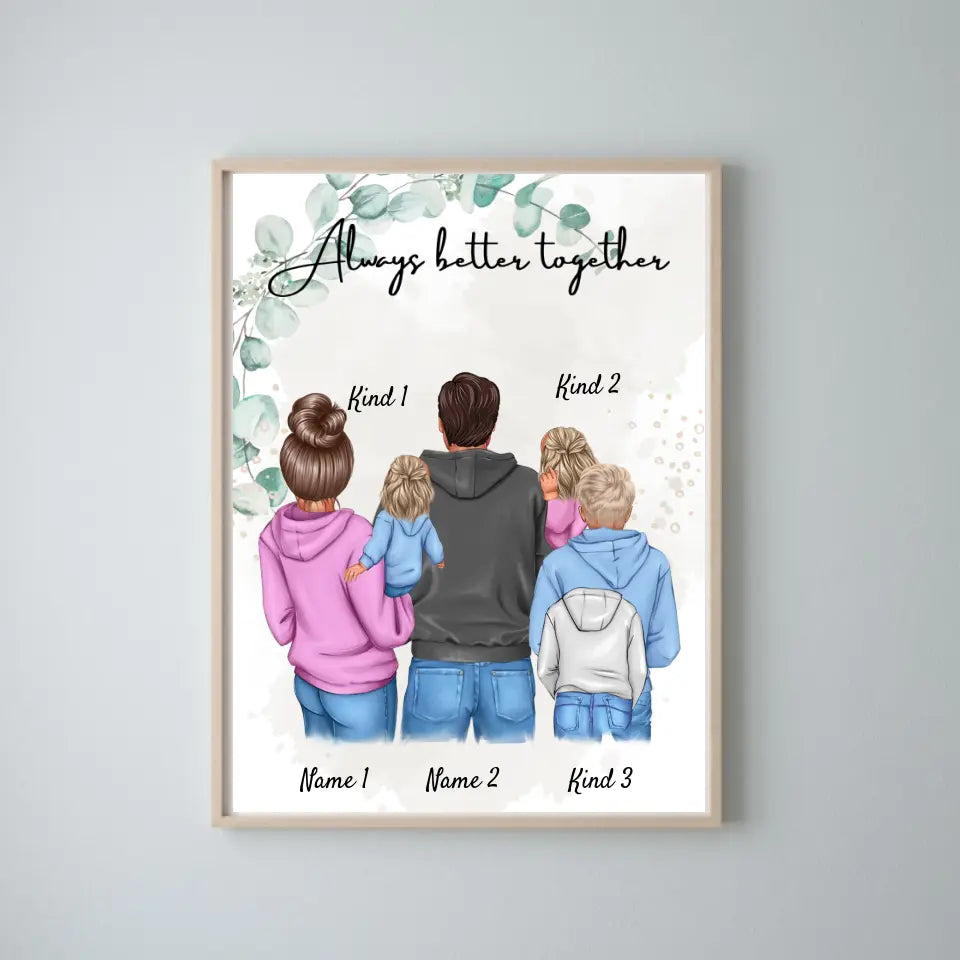 Meine Familie Poster - Personalisiertes Poster (1-4 Kinder)