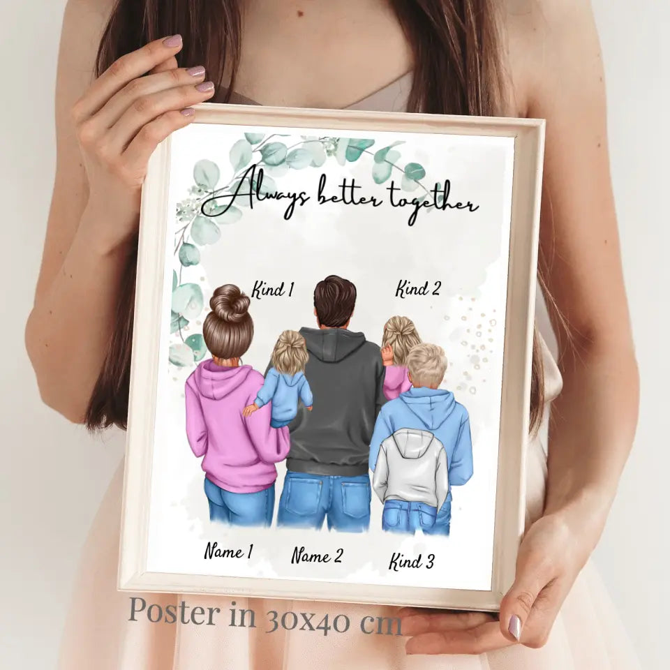 Meine Familie Poster - Personalisiertes Poster (1-4 Kinder)