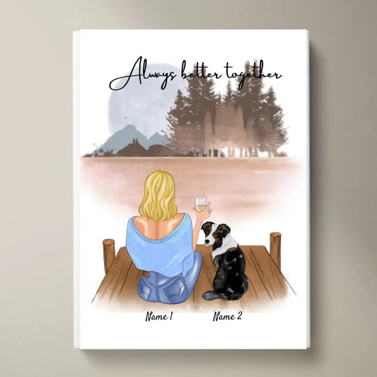 Maîtresse avec animal - Poster Personnalisé (Femme avec 1-2 chats ou chiens)