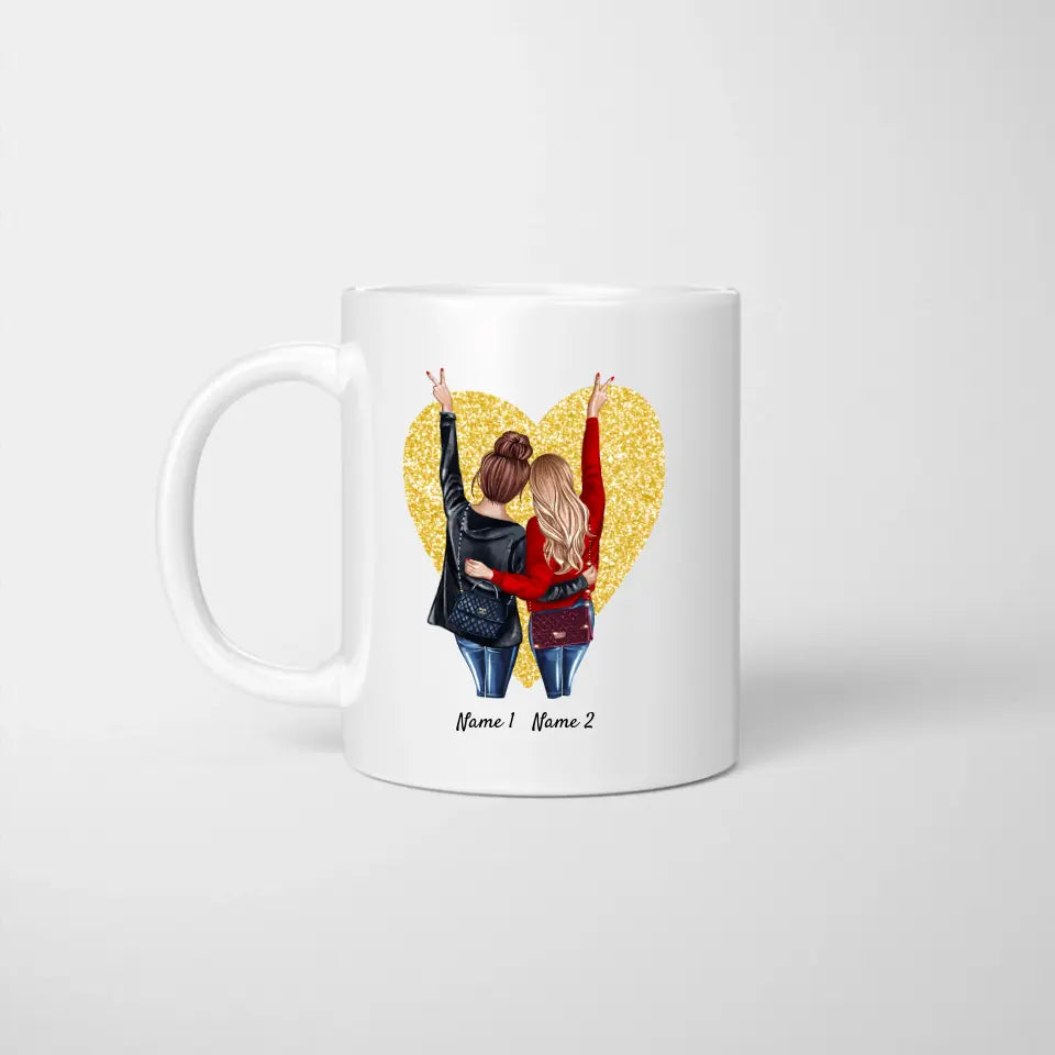 Les meilleures collègues avec des sacs à main - Mug personnalisé (2-3 personnes)