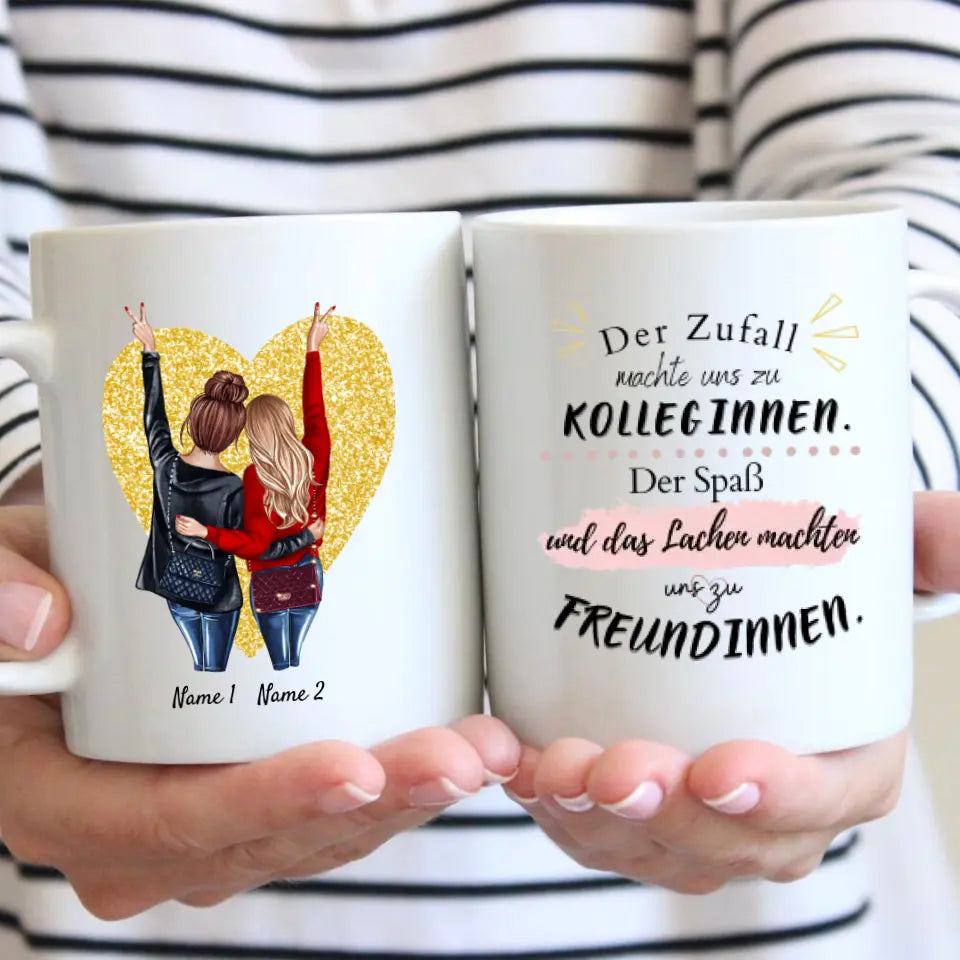 Les meilleures collègues avec des sacs à main - Mug personnalisé (2-3 personnes)