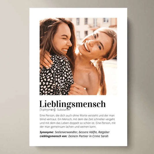 Poster photo "Définition" - Cadeau personnalisé "Personne préférée