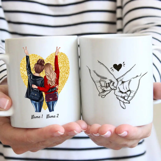 Lieblingsschwestern mit Handtaschen - Personalisierte Geschwistertasse (2-3 Geschwister)