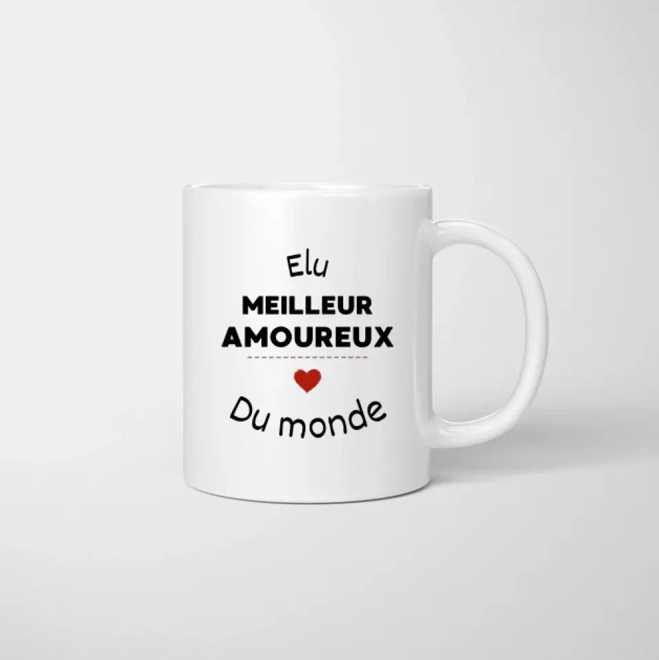 Élu meilleur amoureux du monde - Mok gepersonaliseerd voor koppel (homme & femme)
