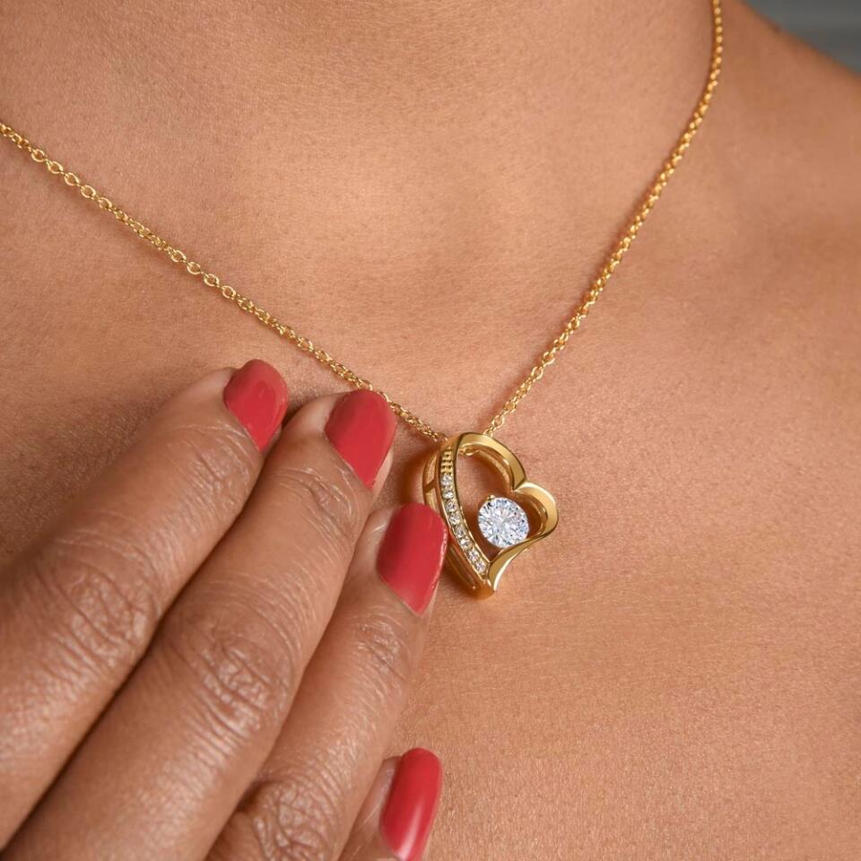 Last Love - Collier avec pendentif coeur doré et carte cadeau personnalisée (cadeau Saint Valentin)