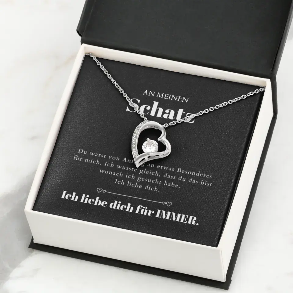 Ik hou van je gouden hart hanger ketting & gepersonaliseerde kaart (Valentijnsdagcadeau)