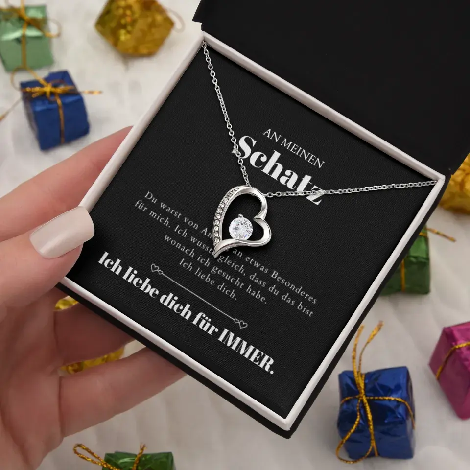 Ik hou van je gouden hart hanger ketting & gepersonaliseerde kaart (Valentijnsdagcadeau)
