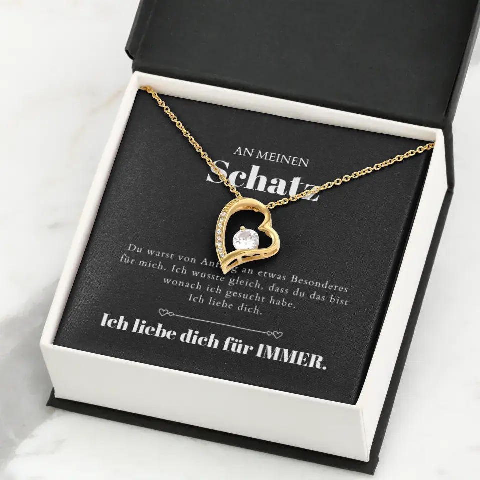Ik hou van je gouden hart hanger ketting & gepersonaliseerde kaart (Valentijnsdagcadeau)