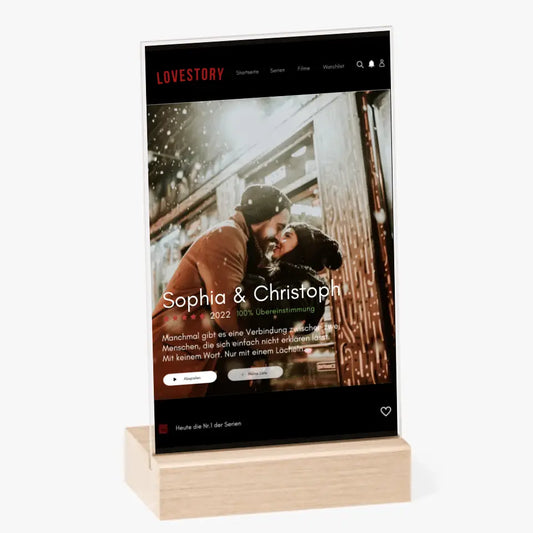 Couverture personnalisée en acrylique et verre Netflix "Lovestory".
