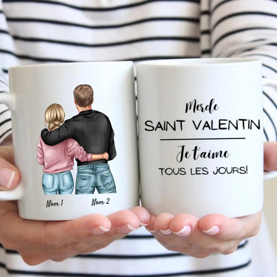 Je t'aime tous les jours - Mok gepersonaliseerd voor koppel (homme & femme) Sint Valentin