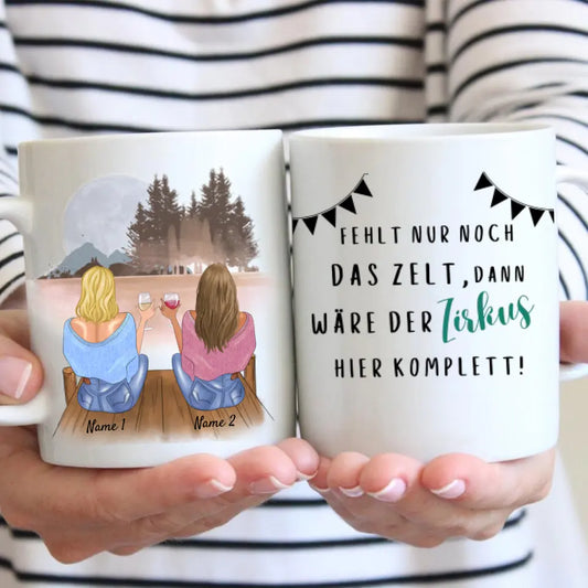 Als alleen de tent ontbreekt, dan is het circus compleet - Gepersonaliseerde mok voor collega's, verjaardag, afscheid, baanwisseling, kantoor (2-4 personen)
