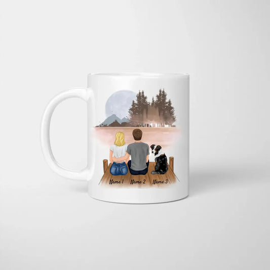 Couple avec animal de compagnie - Mug personnalisé (chien, chat)