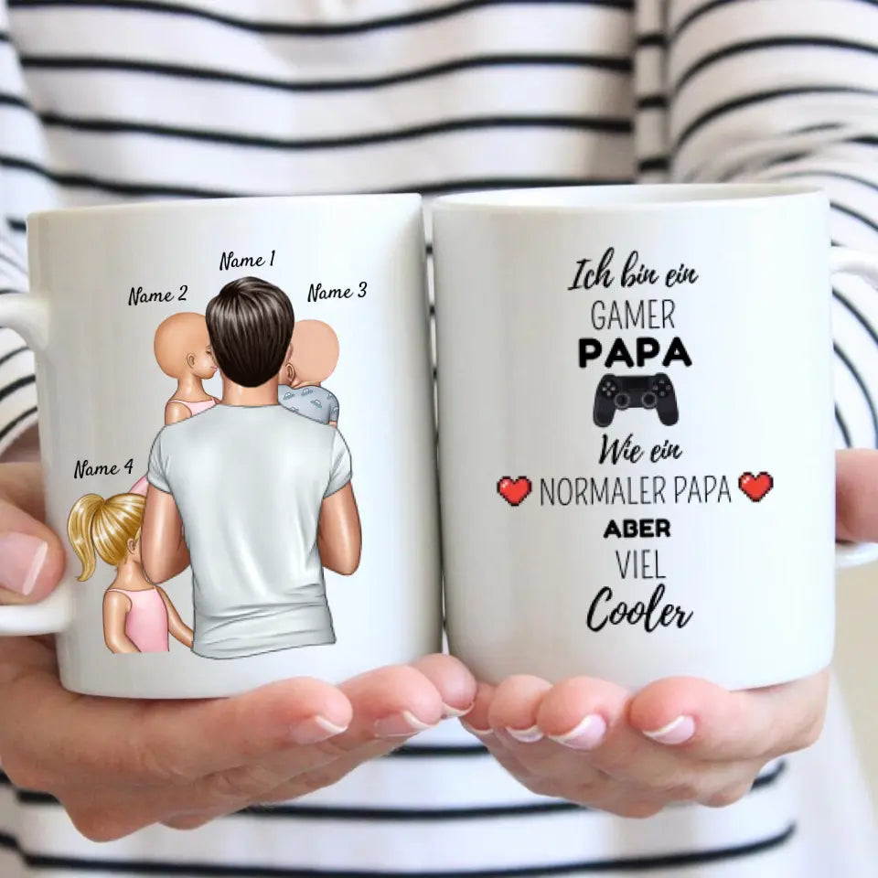 Cool Gamer PAPA - Gepersonaliseerde mok voor vaders (met 1-4 kinderen)