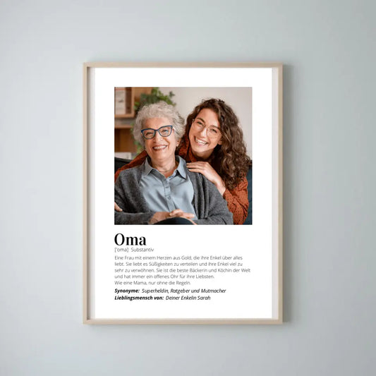 Poster photo "Définition" - Cadeau personnalisé "Grand-mère