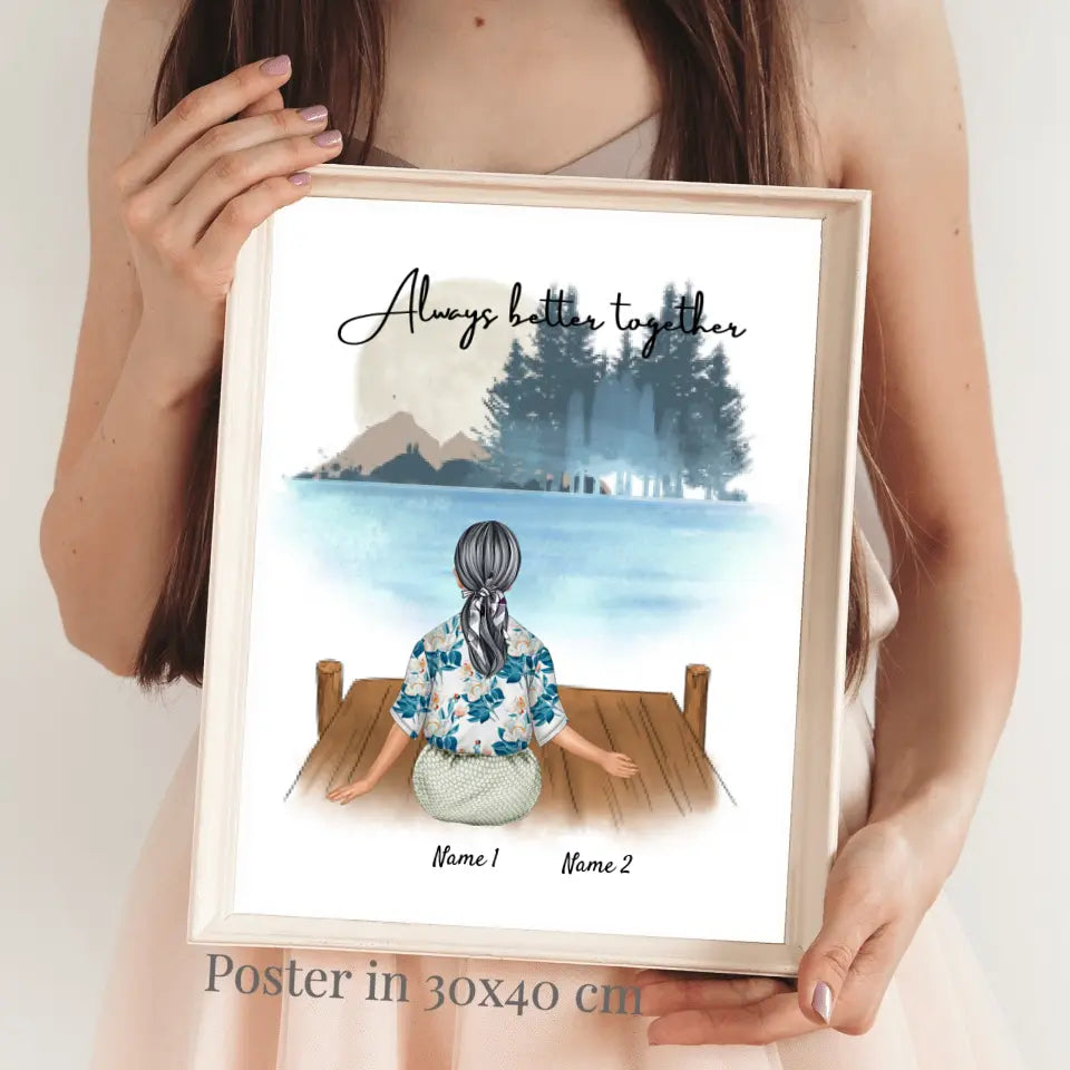 Lieblingsoma mit Enkeln - Personalisiertes Poster (1-2 Enkelkinder)