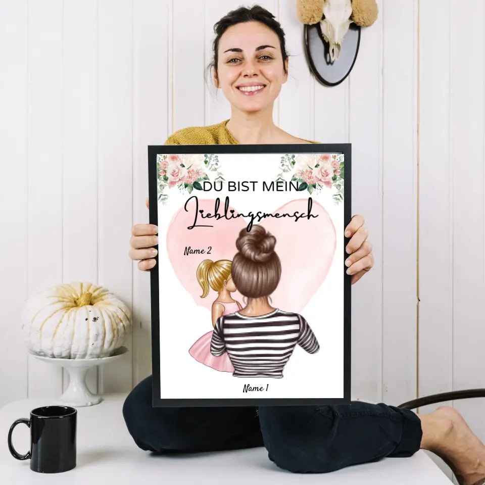 Maman, ma préférée - Poster personnalisé (maman de 1 à 4 enfants)