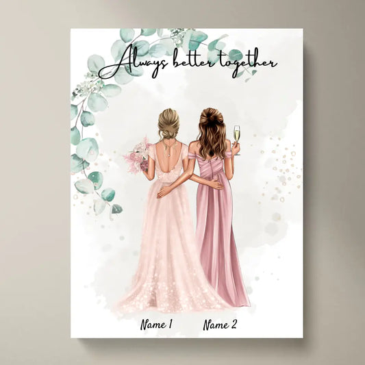 Mariée & témoin - Poster Personnalisé pour les fiançailles/le mariage