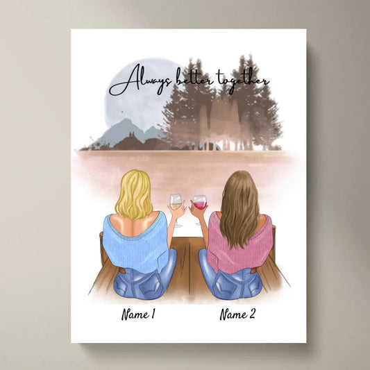 Girlfriends/ Sisters with Drink - Personalised Digital Image (2-4 Women)
