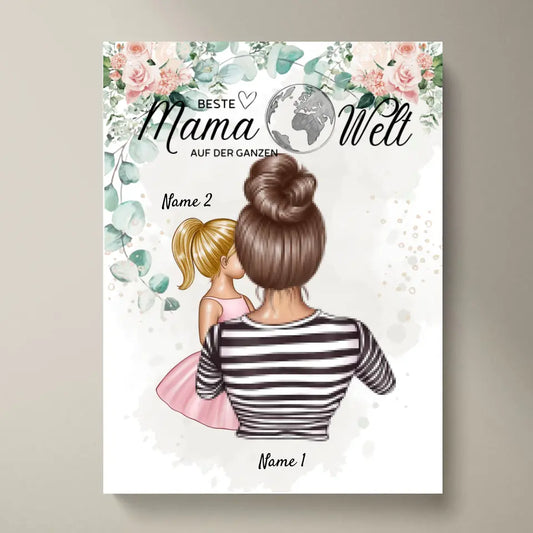 Beste moeder ter wereld - Gepersonaliseerde poster (moeder met kinderen)