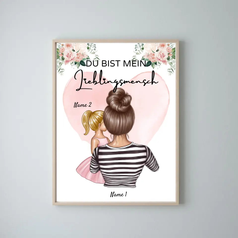 Maman, ma personne préférée - Toile personnalisée (mère avec 1 à 4 enfants)