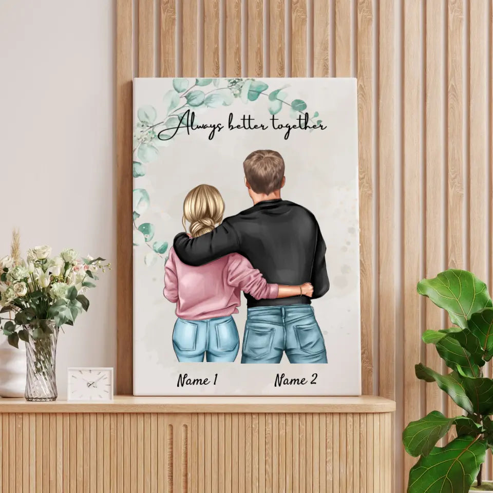 Meilleur couple - Toile personnalisée (femme avec homme)