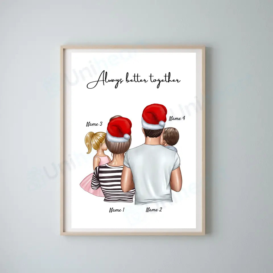 Familie met Kerstmis - Persoonlijke Poster