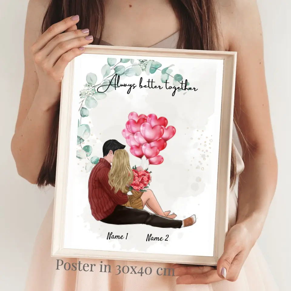 Be my Valentine - Personalisiertes Poster (Frau mit Mann)