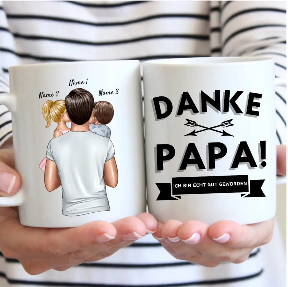 Bedankt papa, ik ben echt goed geworden - Gepersonaliseerde mok voor vaders (Vaderdag 1-4 kinderen)